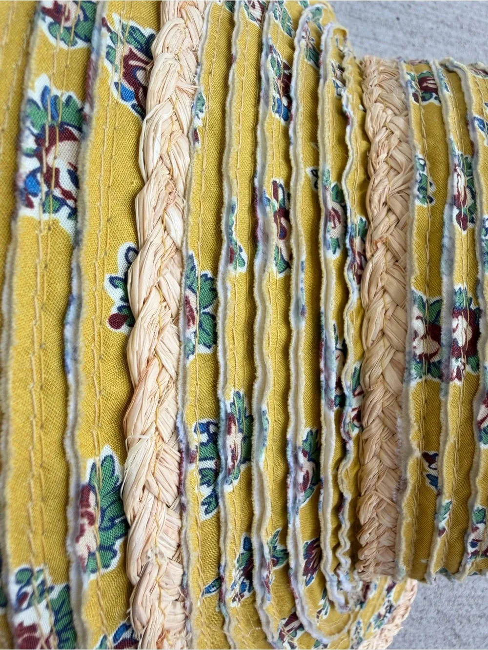 Rare Tory Burch Early 2010s Floral Raffia Wide Brim Sun Hat Tie Strap OS